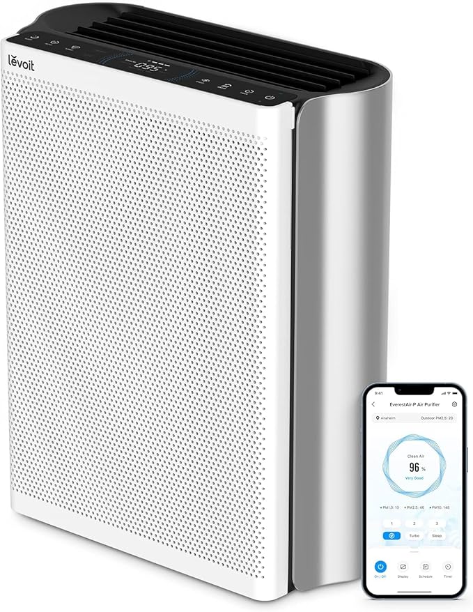 Levoit EverestAir-P Air Purifier for Large Rooms with 3-Channel Air Quality Monitor, Washable Pre-Filter, HEPA, Alexa, 2655 sq ft