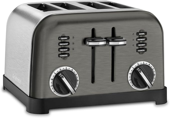 Cuisinart CPT-180BKSP1 4-Slice Compact Stainless Steel Toaster with Extra-Wide Slots, Defrost and Reheat