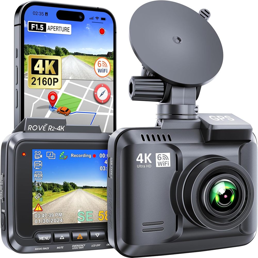 ROVE R2-4K Built-in WiFi 6 GPS Dash Cam