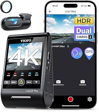 VIOFO A229 Pro 4K HDR Dual Channel Dash Cam Front and Rear