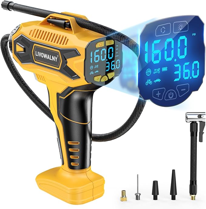 LIVOWALNY 160PSI Cordless Tire Inflator for DeWalt 20V Battery