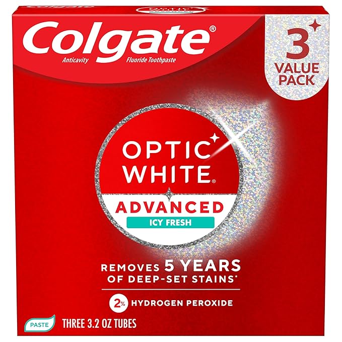 Colgate Optic White Advanced Hydrogen Peroxide Whitening Toothpaste 3-Pack