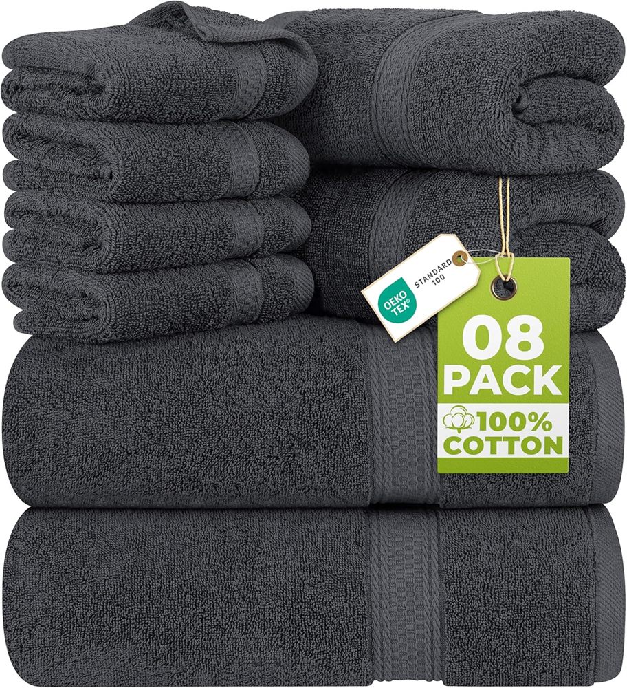 Utopia Towels 8-Piece Luxury Set Grey