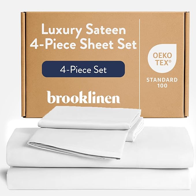 Brooklinen Luxury Sateen 4 Piece Cotton Sheet Set Full