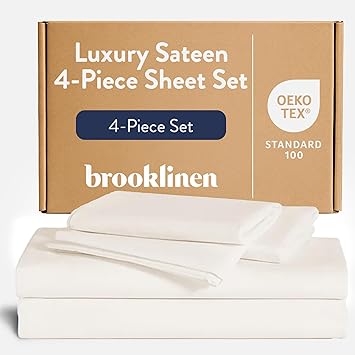 Brooklinen Luxe Sateen 4 Piece King Sheet Set 100 Percent Cotton