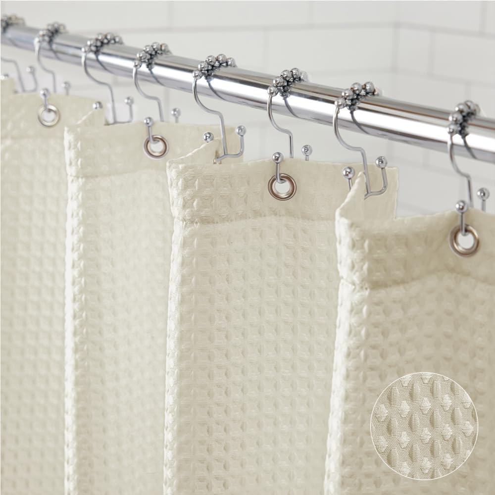 Gorilla Grip Waffle Shower Curtain 72x72 Ivory