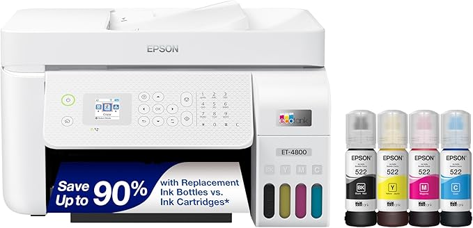 Epson EcoTank ET-4800 Wireless All-in-One Supertank Printer with ADF